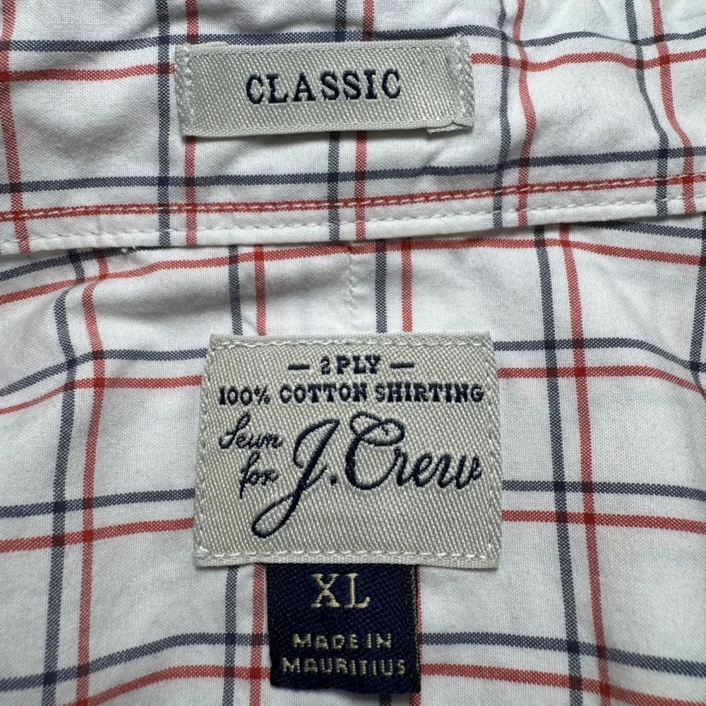 J Crew Mens Shirt XL‎ Classic Fit Plaid Button Down White Window
